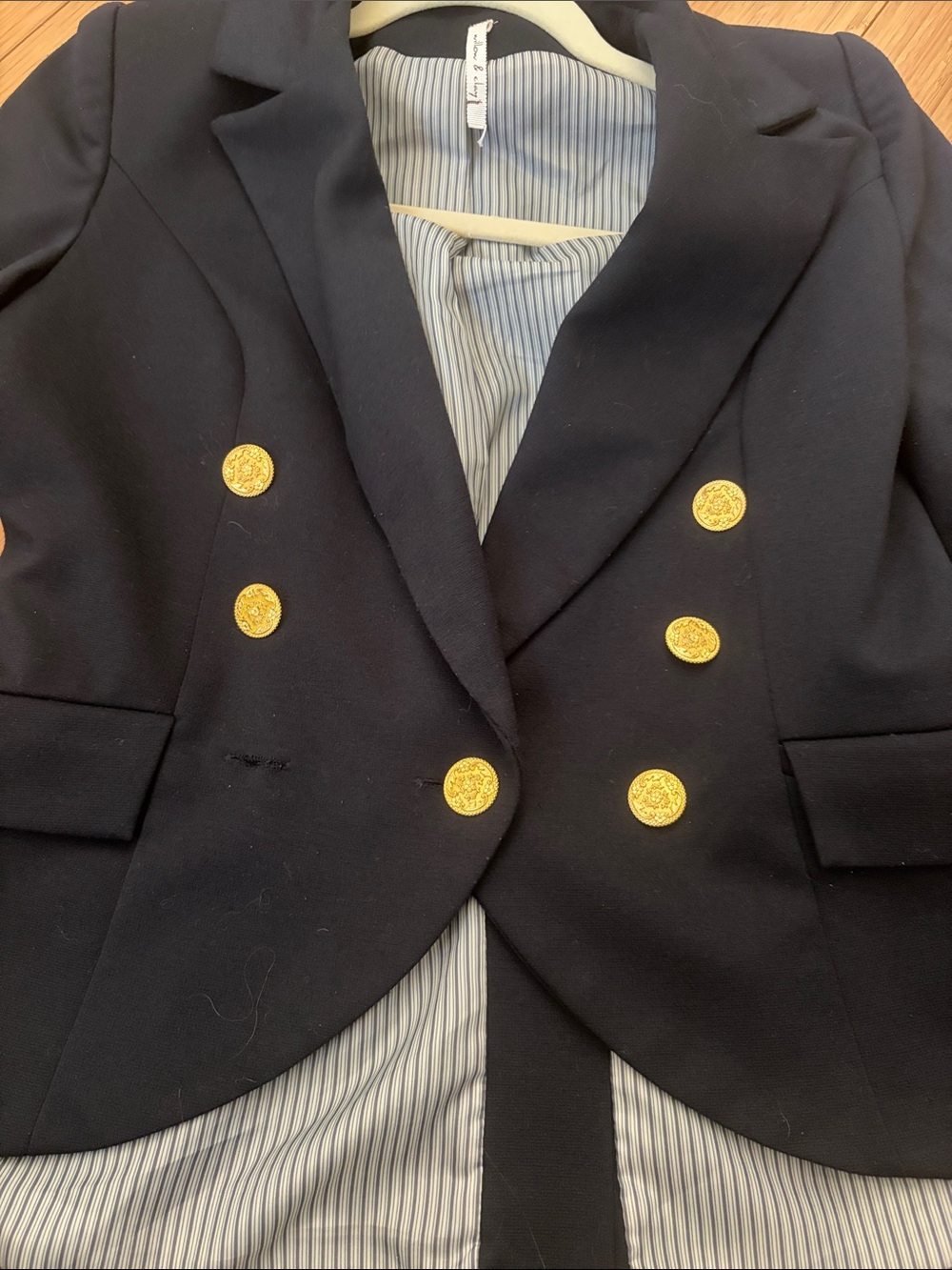 Willow & Clay Navy Double-Breasted Blazer with Gold Buttons